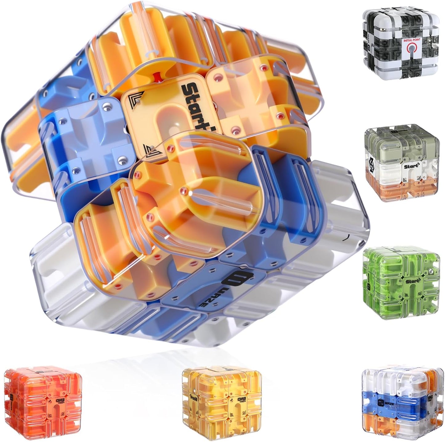1 Sets Large Labyrinth 3D Maze Cube Puzzle Maze Game Gravity 3D Puzzle Cube Brain Teaser Ball Games for Kids Education Sensory Toys Gift for Adults (Upgrade Version,Yellow)