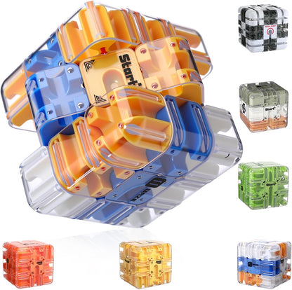 1 Sets Large Labyrinth 3D Maze Cube Puzzle Maze Game Gravity 3D Puzzle Cube Brain Teaser Ball Games for Kids Education Sensory Toys Gift for Adults (Upgrade Version,Yellow)