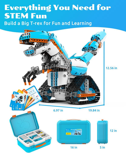 WhalesBot D1 21-in-1 STEM Coding Robot Kit for Kids (Ages 4+), 280+ Pieces Educational Building Set with APP-Controlled & Programming, 3D APP Guidance, Ideal Toy for Boys & Girls