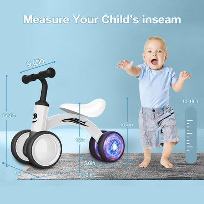 Gamfeiny Colorful Lighting Baby Balance Bike Toys for 1 Year Old Boy Girl Gifts, 10-36 Month Toddler Balance Bike, No Pedal 4 Silence Wheels & Soft Seat First Riding on Toys, 1st Birthday Gifts