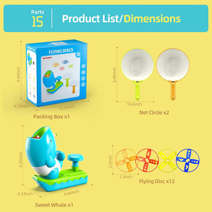 WATUDOU 12 PCS Flying Disc Launcher Outdoor Indoor Game Toys Gifts for 3 4 5 6 7 Year Old Boys Kids, Outdoor Outside Game Toys for Boys Girls Ages 3-5 4-8, Ideal 3 4 5 6 Year Old Birthday Gifts