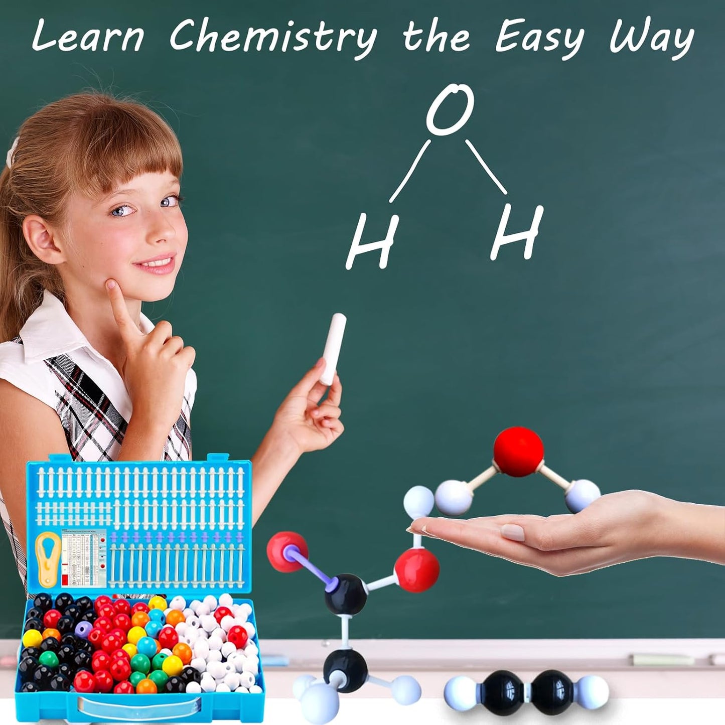 EXBEPE Comprehensive Chemistry Molecular Model Kit 406pc Organic and Inorganic STEM Set,Middle,High School,and College Supplies, Educational Science Set Learning Structure and Reactions Student Gifts
