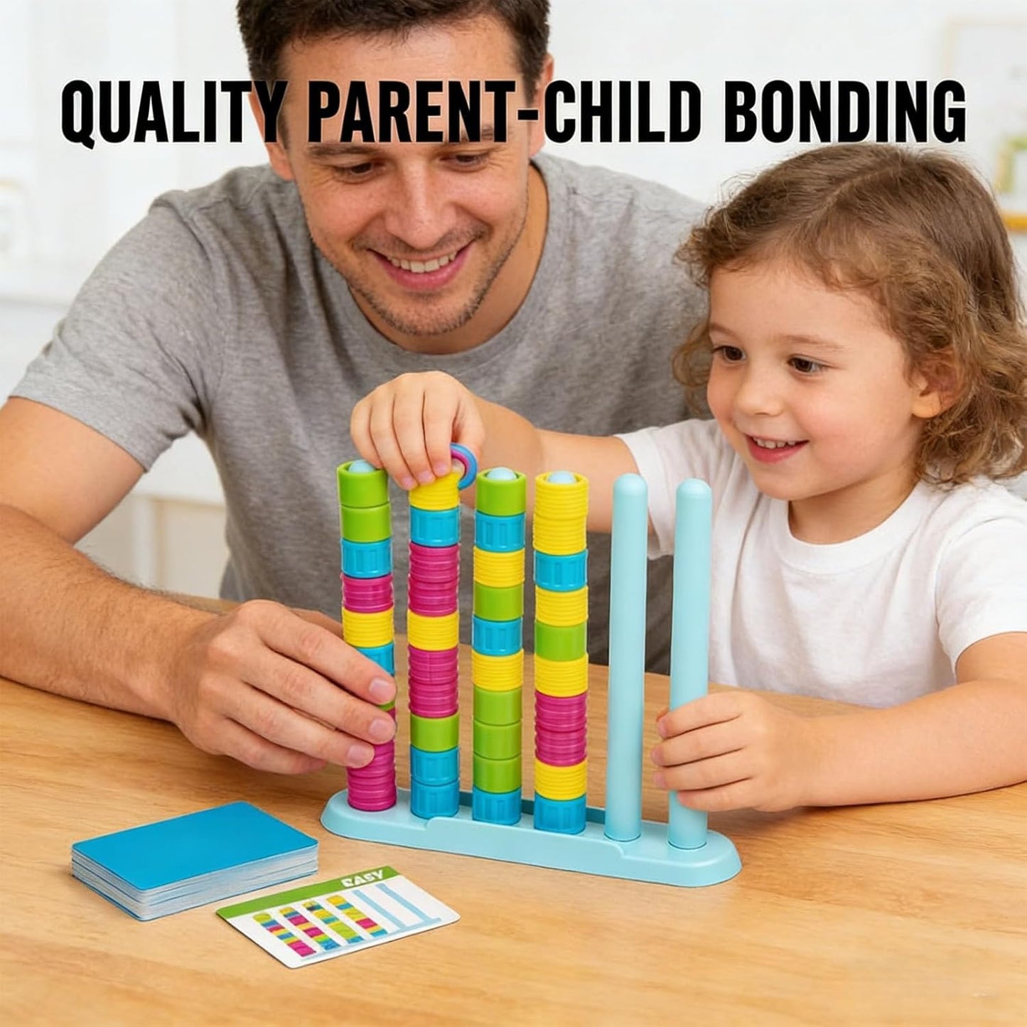 Color Stack Challenge Game, 2026 Upgraded Wooden Stacking Puzzle with 60+ Logic Challenges for Family, Adults & Kids - Speed and Strategy Matching Game for Game Night Gatherings (1pcs)