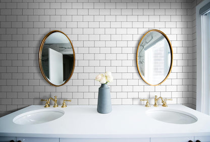 VViViD 11 Sheets Peel and Stick Grey Gloss Faux Ceramic Brick Wall Tiles, Self Adhesive Backsplash 12”x12”, 2mm Thick Kitchen, Bathroom (11 sq. ft.)