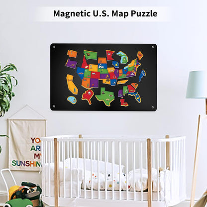 17.7" x 11.8" Black Metal Magnetic Board - Magnet Bulletin Board to Display Magnetic Letters Numbers Animal, Poetry, Spice Jars, Notes, Photos, Suitable for Wall, Refrigerator, Cubicle, Cabinet