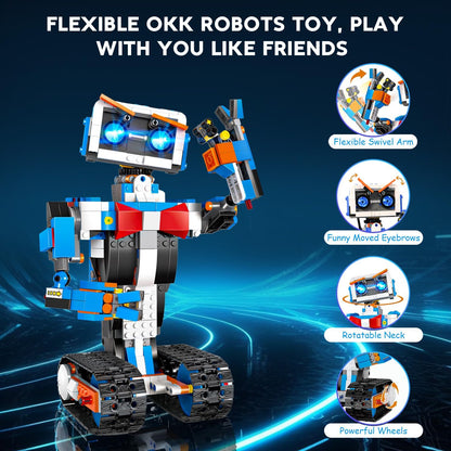 okk Robot Building Toys for Boys, STEM Projects for Kids Ages 8-12, Remote & APP Controlled Engineering Learning Educational Coding DIY Building Kit Rechargeable Robot Toy Gifts for Girls