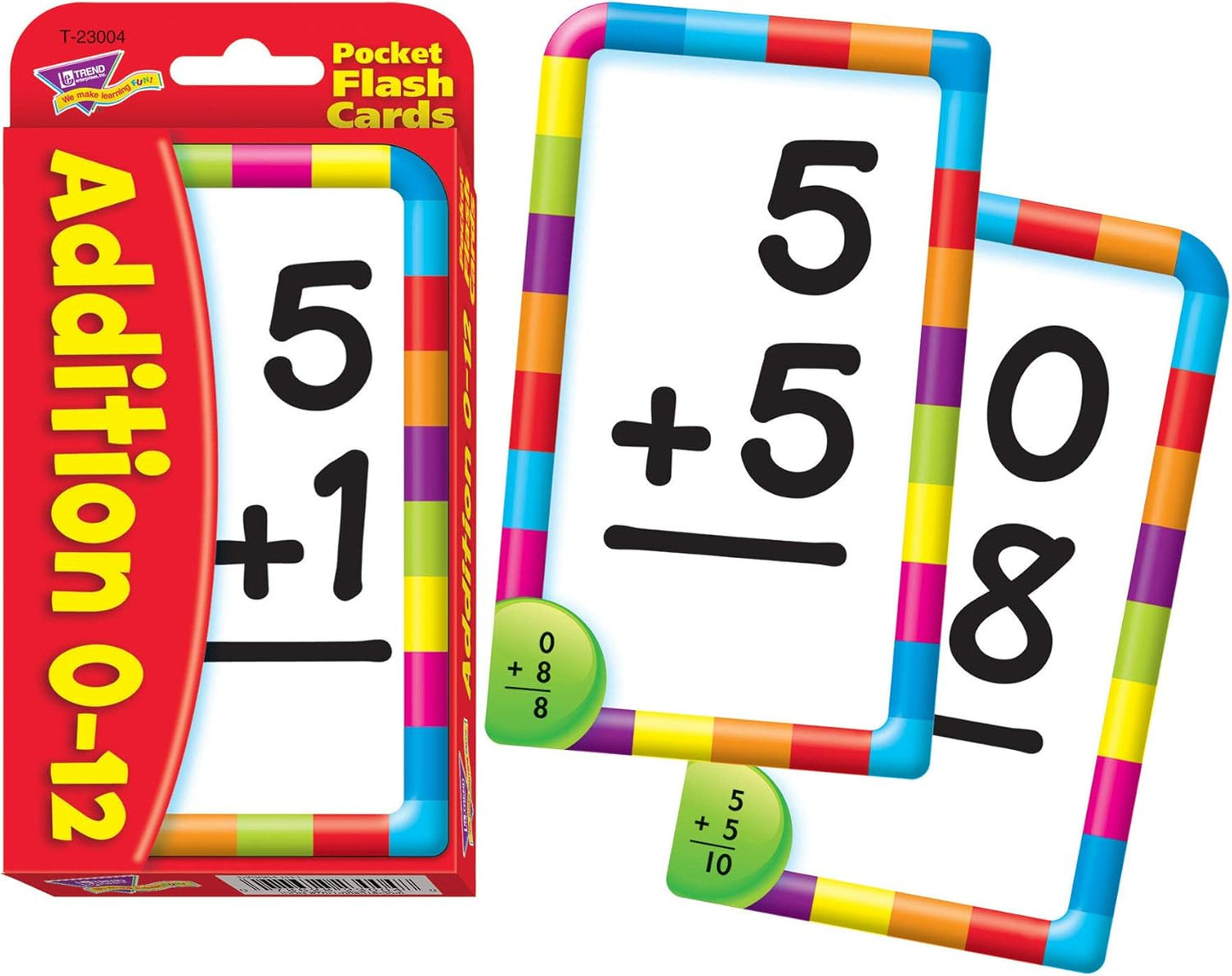 Trend Enterprises: Math Skill Drill Flash Cards, Addition 0-12, Self-Checking Cards to Practice and Master, Great for Skill Building and Test Prep, 91 Cards Included, Ages 6 and Up