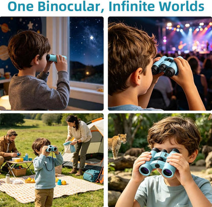Binoculars for Kids 8-12, 10x25 Kids Binoculars for Nature Exploration, HD Childrens Binocular for Bird Watching, Hiking, Camping, Outdoor Adventure - Purple