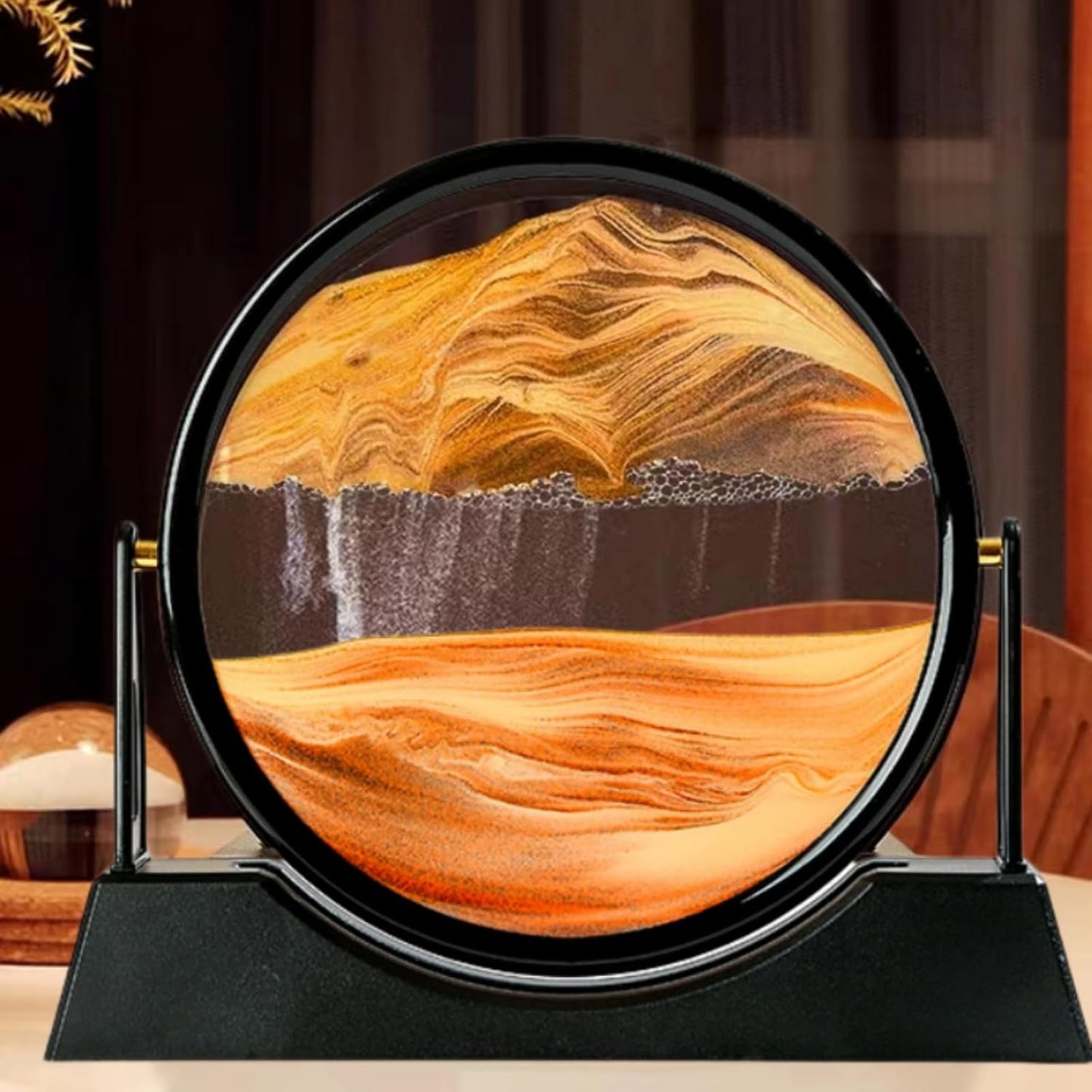 ZSDSZDZY Moving Sand Art Picture Liquid Motion, 3D Quicksand Décor, Deep Sea Sandscapes with Display Flowing Sand Frame for Relaxing, Desktop Office Home Decoration(Red)