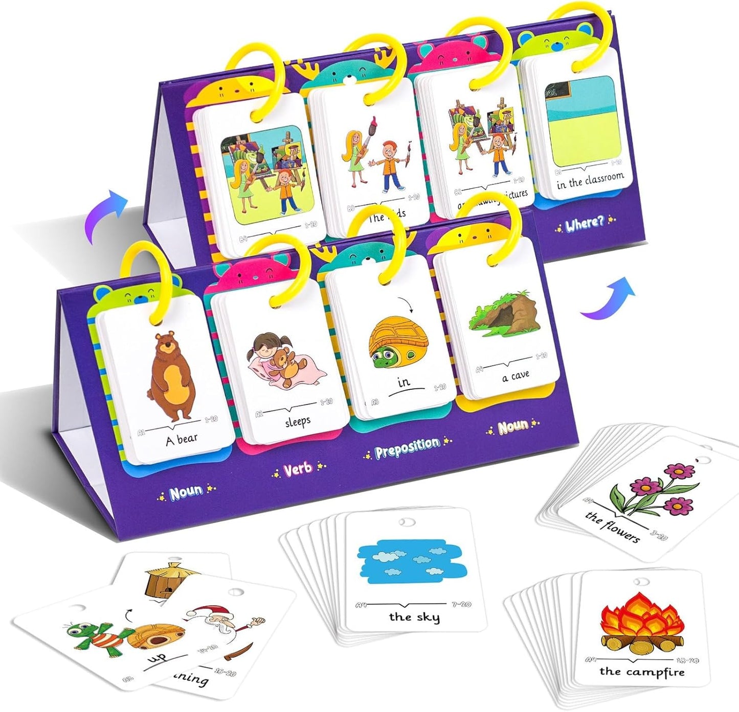 Lachilly Sentence Building Flip Chart, 40 Sentence Builder Game, Vocabulary & Grammar, Activity Educational Learning Tool, Phonics Learning Supplies, Speech Therap, School Supplies