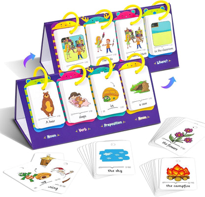 Lachilly Sentence Building Flip Chart, 40 Sentence Builder Game, Vocabulary & Grammar, Activity Educational Learning Tool, Phonics Learning Supplies, Speech Therap, School Supplies