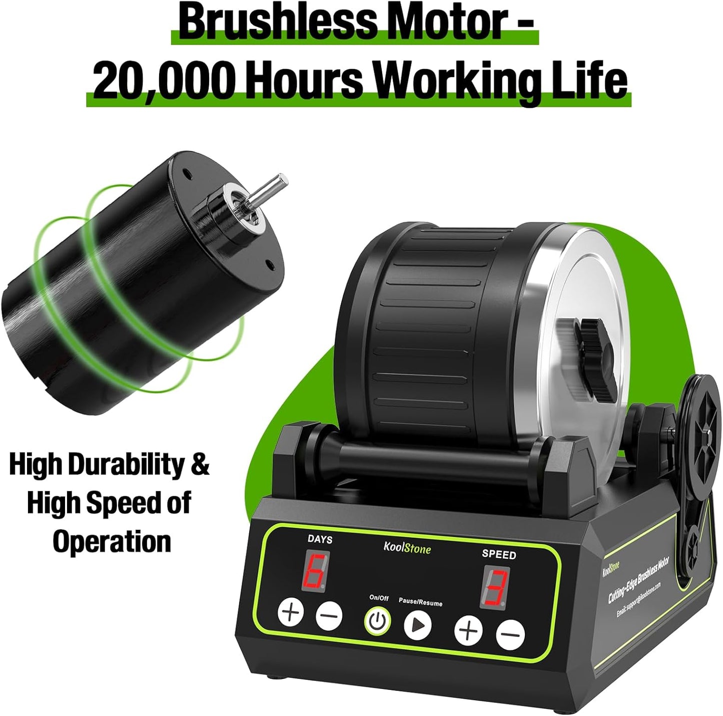 C1 Rock Tumbler Kit - Large 2.5LB Rotary Rock Tumbler for Adults & Hobbyists, Quiet Rubber Barrel, Adjustable Timer & Speed, Complete Gem Polishing Kit with Memory Function