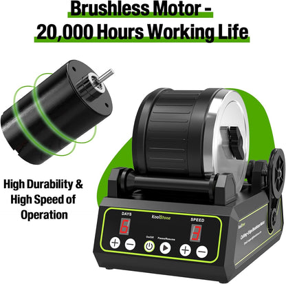 C1 Rock Tumbler Kit - Large 2.5LB Rotary Rock Tumbler for Adults & Hobbyists, Quiet Rubber Barrel, Adjustable Timer & Speed, Complete Gem Polishing Kit with Memory Function