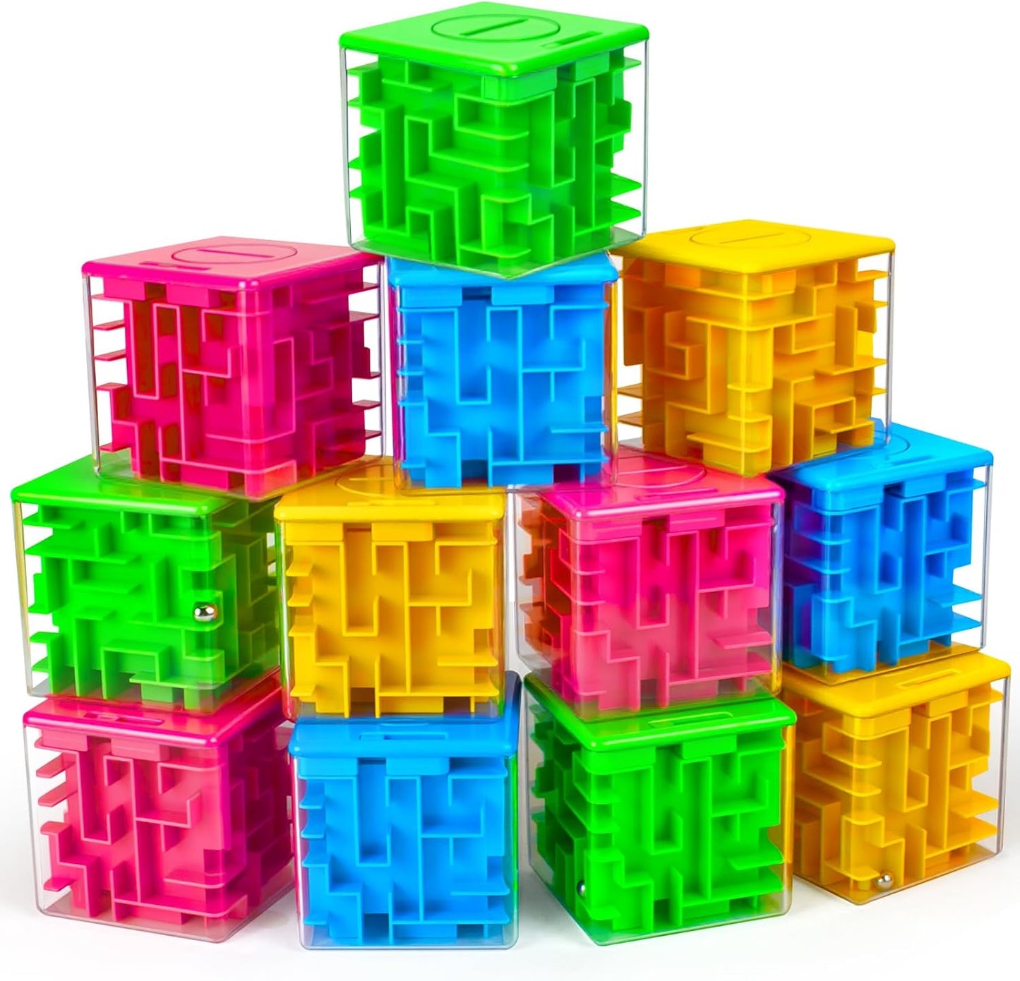 2 Pack Money Puzzle Gift Box, 3D Maze Puzzle Boxs Games Toy Gravity Memory Cube Ball Puzzle Educational Toys Gifts for Kids Boys Girls Students Teens Adults,Green and Blue