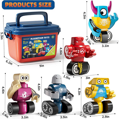 Magnets Robot Building Toys for Kids Ages 3-5 4-8 - 106 PCS Monsters Toys Robot Stacking Building Blocks Set with Storage Box, Creative Learning Christmas and Birthday Gifts for Boys Girls 2-4