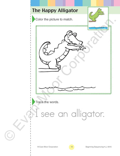 Evan-Moor Learning Line: Beginning Sequencing, Prek - Kindergarten Workbook