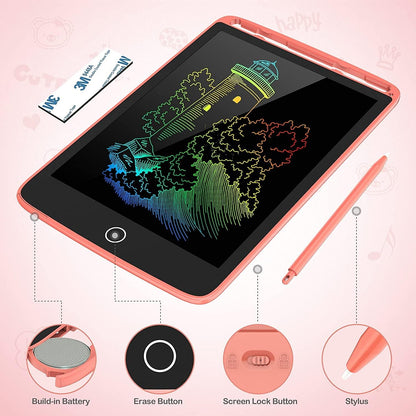 TECJOE 2 Pack LCD Writing Tablet with Fridge Magnets, Doodle Board for Kids Drawing Kitchen Memo, Christmas Stocking Stuffers Birthday Gifts Toys for Boys Girls 8.5 Inch(Blue+Pink)