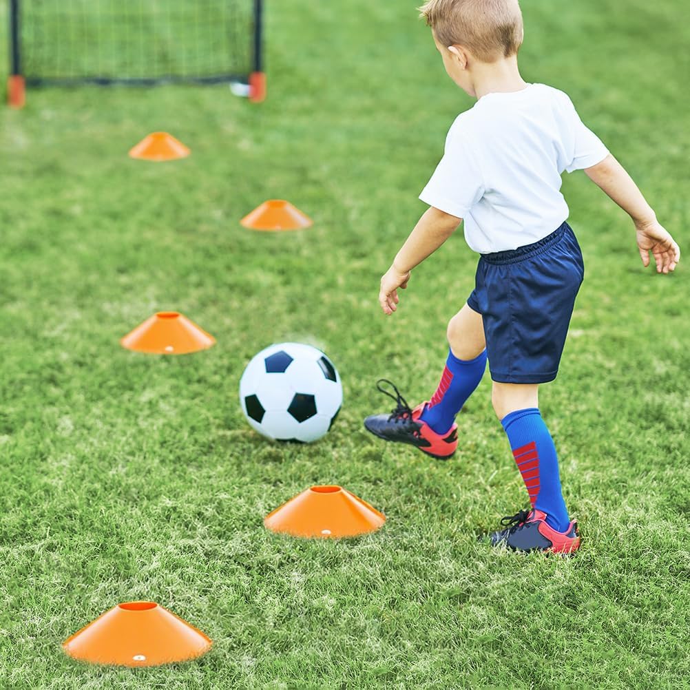 GHB Soccer Cones 25/50/100 Pack Disc Soccer Sport Cones Training Field Marker Agility Cones for Traffic, Basketball, Coaching, Practice Equipment Includes Cone Drills Guide