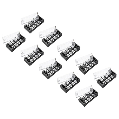 uxcell 10 Pcs Barrier Terminal Strip Block 600V 25A Dual Rows 8 Positions Rail Base Screw Connector(The Shell is Made of Flame Retardant and Heat Resistant Material)