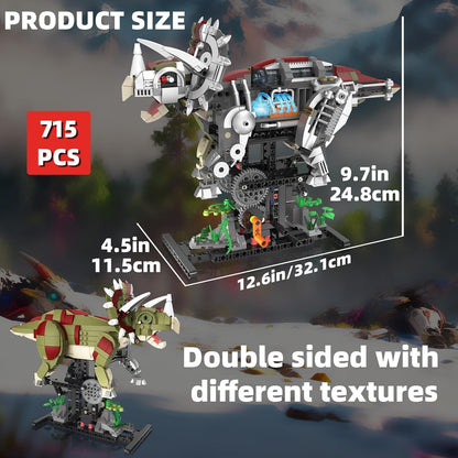Mechanical T-Rex Dinosaur Building Set with Lights, Rotatable Components & Display Stand, STEM Building Toy for Boys 8-14, Home Office Decor for Adults, Mechanical Enthusiasts (730PCS)