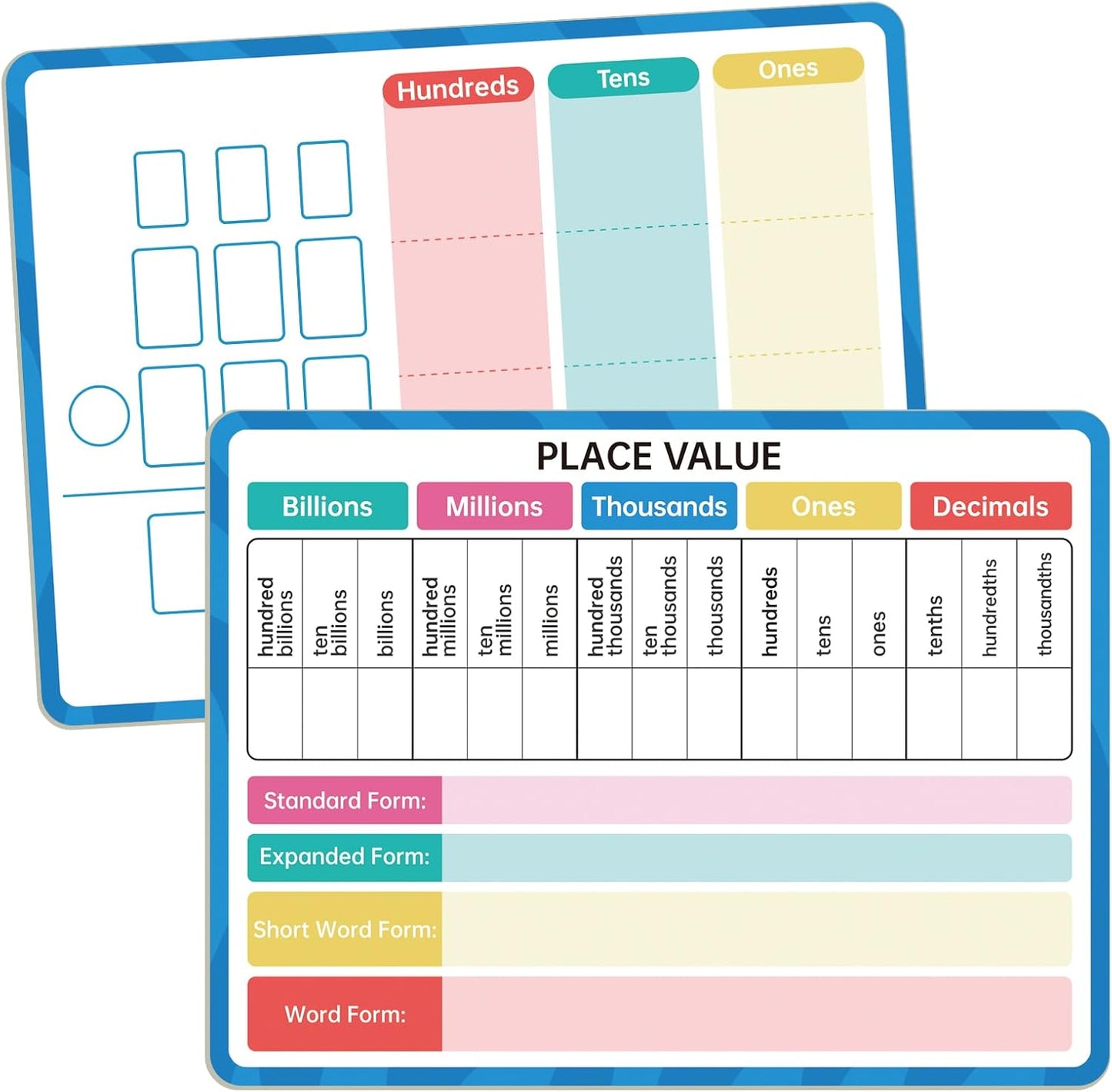 Dry Erase Number Line Whiteboard, 9" x 12" 1-100 Number Double-Sided Math Practicing Chart, Homeschool Supplies，Educational Tools for Kids Students Classroom