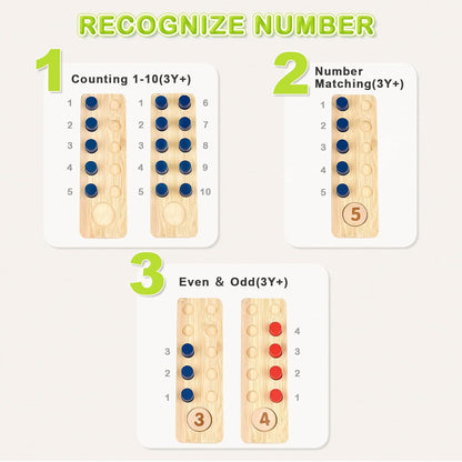 DINORUN Montessori Toys for 3 4 5 Year Old Boy Girl Birthday Gifts - Counting Peg Board for Kids 3-5-7 - Wooden Learning Math and Numbers Manipulatives Materials for Preschool Teacher Classroom
