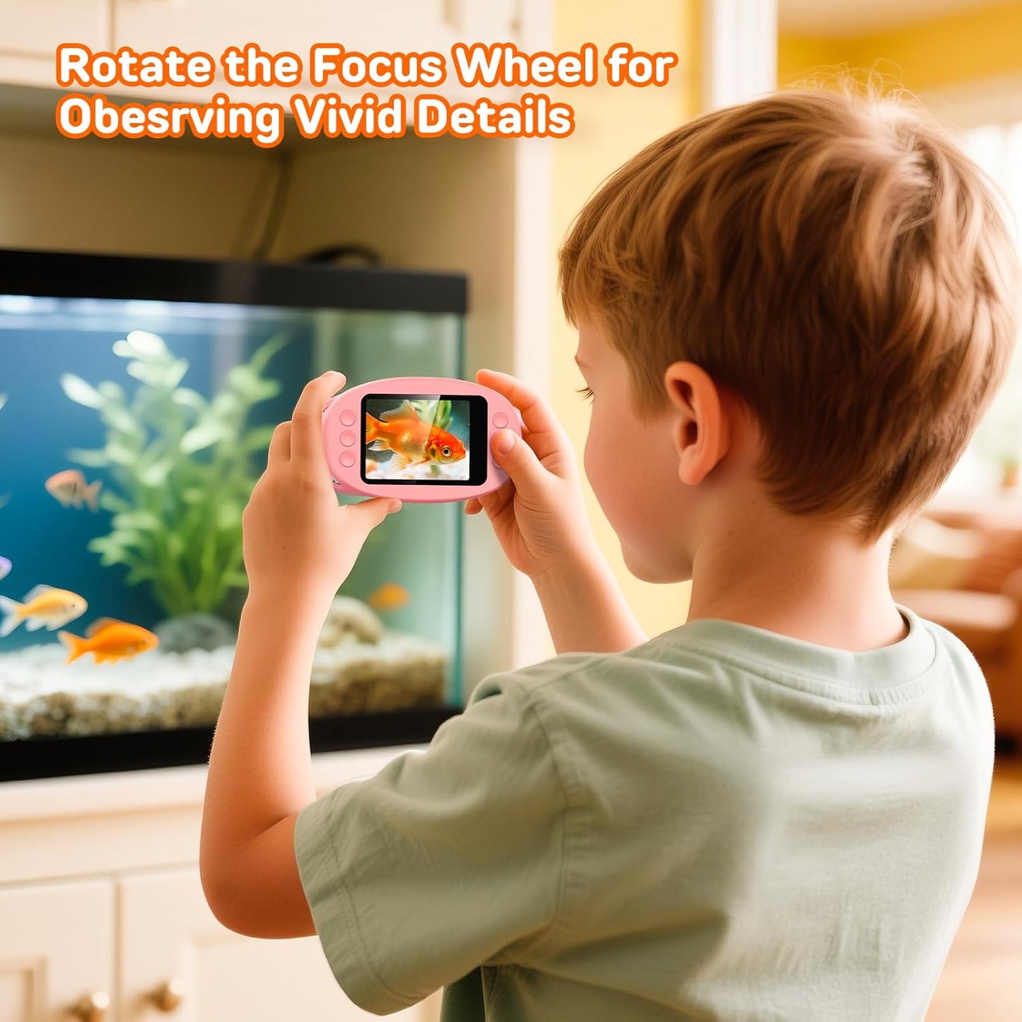 1000X Digital Handheld Microscope for Kids with 2.0" IPS Screen, Outdoor Toys Portable STEM Science Lab Gifts, Rechargeable Pocket Microscope Educational Toy for Boys & Girls Age 4-6 8-12, Orange