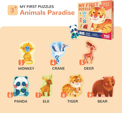 Toi 6 Packs Large Piece Toddler Jigsaw Puzzles for Kids Aged 2.5+, Animal Shaped Floor Puzzles for Beginner, Preschool Learning Game for Boys Girls, Traffic