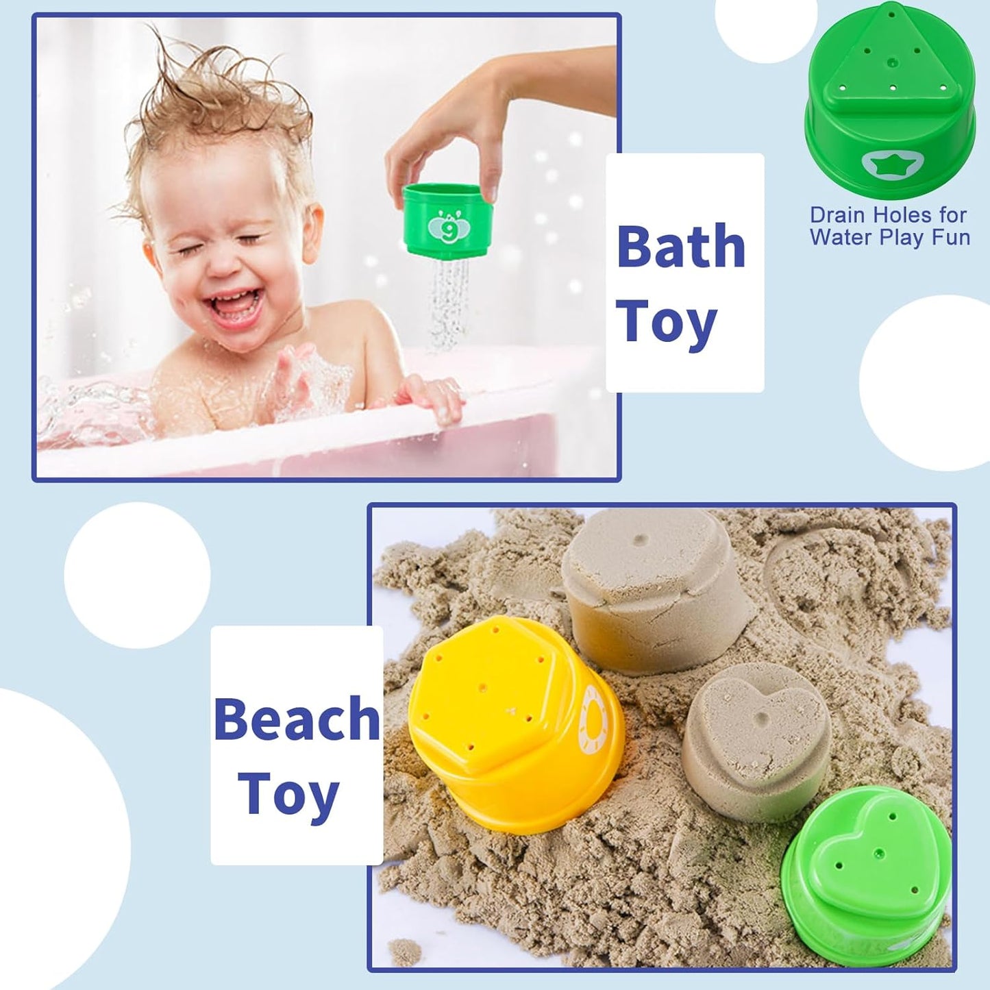 WEEJOYGAM Baby Stacking Cups, Nesting Stacking Toys for Toddlers 1-3 with Light and Sound, Montessori Toys for 1 Year Old Babies 6-12 12-18 Months Easter Gift Color Stack Bath Beach Blocks Rainbow Set