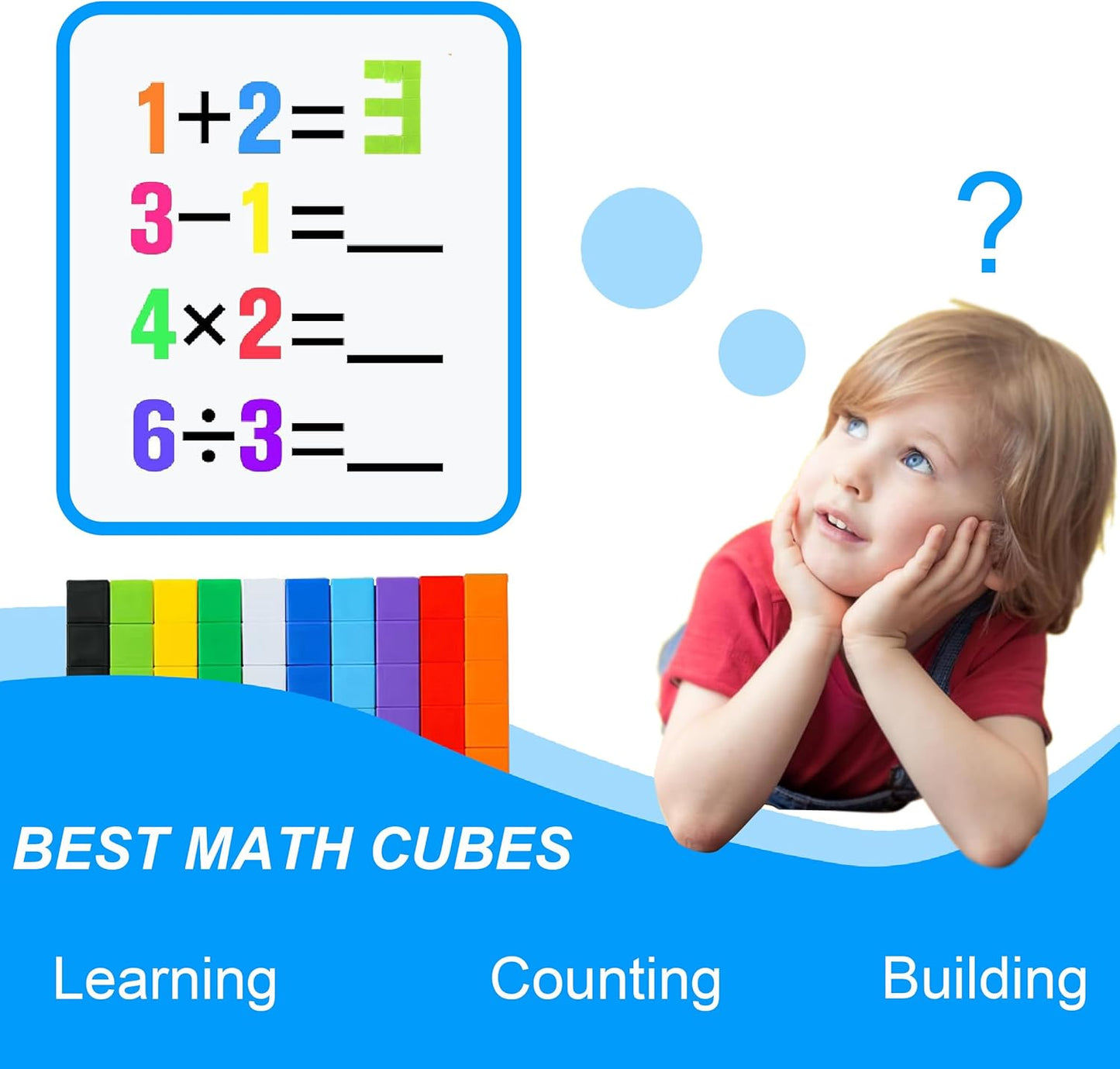 Math Manipulatives Linking Cube Toys For Kids 300 Cubes, Educational Counting Toys Classroom Learning Supplies, Preschool Plastic Counting Blocks for Kindergarten Homeschool Learning, Kids Ages 3+