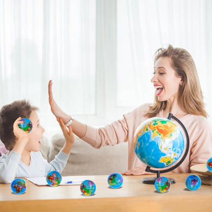 60 Pcs Globe Squeeze Balls Bulk,2.5 inch Earth Stress Relief Balls,Soft Foam Stress Ball Toy for Finger Exercise, Foam Squeezable Balls Classroom School Office Party Favors