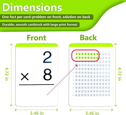 182 Multiplication Flash Cards for Kids Ages 8-12 - Multiplication Table | Math Flash Cards 0-12 All Facts (Answer on Back) | Includes 4 Dry Erase Markers, Workbook & Game | Classroom or Homeschool