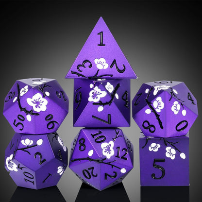 DnDnD Heavy Polyhedral Metal Dice Set with Metal Box, 7-die Shiny Blue Surface with Golden Number for RPG,Dungeons and Dragons,Pathfinder,Shadowrun,D&D,Role Palying Game and Math Teaching - Colors A