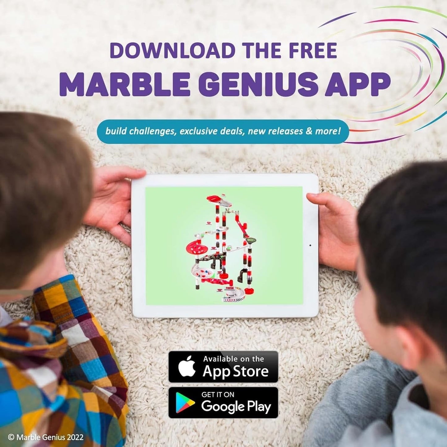 Marble Genius Marble Run Racing Set: 125-Piece Marble Run Racing Set Toys for Kids, Marbles Maze Tower Building Blocks, Marbles Race Track Rolling Game, Educational Learning STEM Toy Gift
