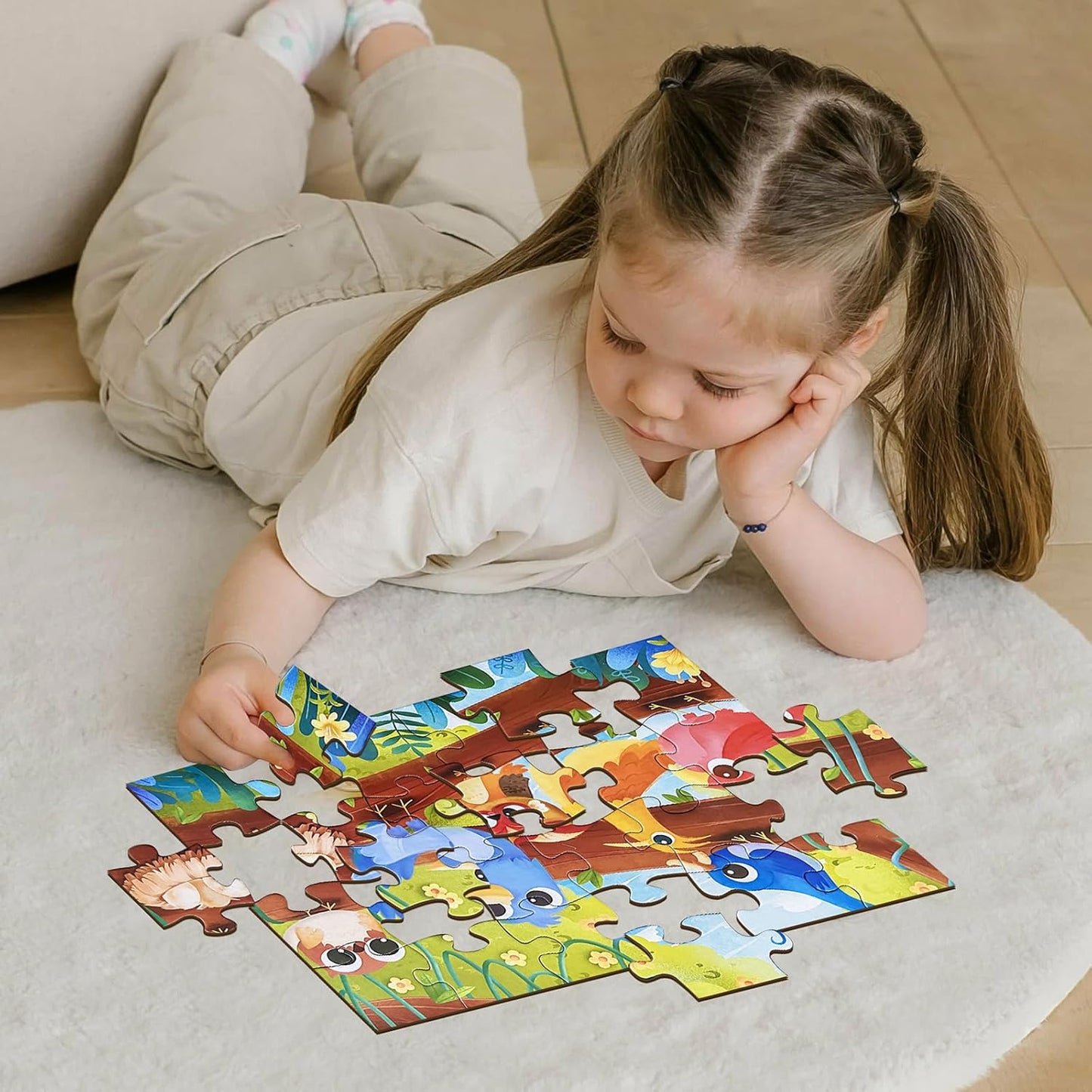 Jumbo Floor Puzzle for Kids, Large Jigsaw Puzzles 24 Piece for Kids Ages 3-5,Preschool Learning & Education Toys, Gifts for 4-8 Year Old Boys and Girls (Jungle Animals)
