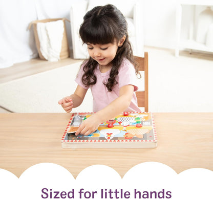 Melissa & Doug Happy Hens Push to Pop Wooden Puzzle, Montessori-Inspired Toddler Puzzles with Magnetic Pieces and Colorful Puzzle Board, Preschool Toys for Girls & Boys Ages 18 months+ - FSC Certified