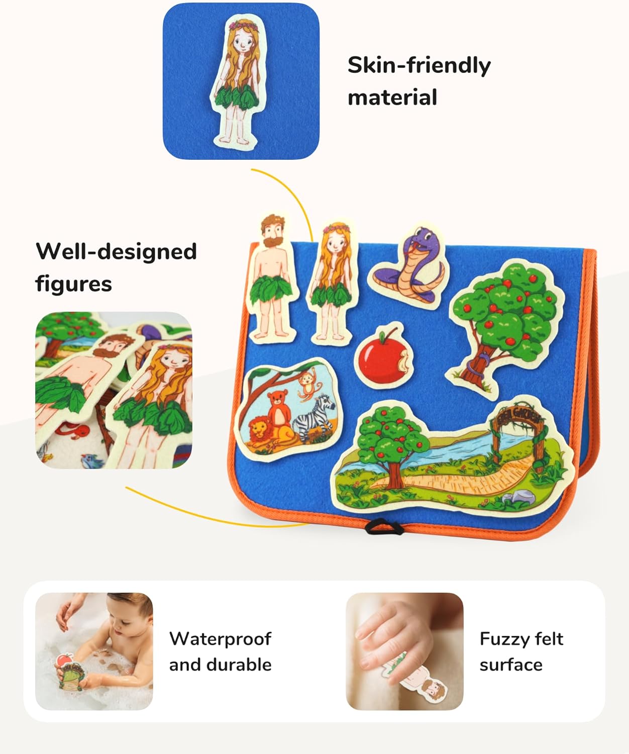 CHEFAN 12 Pack Felt Board Bible Stories Pieces,Flannel Board Stories for Preschool Activities Included a Felt Bag