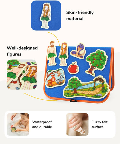 CHEFAN 12 Pack Felt Board Bible Stories Pieces,Flannel Board Stories for Preschool Activities Included a Felt Bag