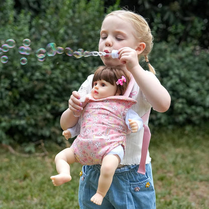 GAGAKU Baby Doll Carrier for Little Girls, Reborn Doll Accessories for Toddlers 3+ Years Old, Kids Toy Baby Dolls Sling Carrier - Pink - Moonflower