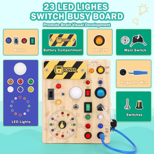Hoarosall Montessori Busy Board - Sensory Toys for 1-3 Year Old Boys & Girls,Travel Educational Learning Activities for Toddlers,Sensory Toy for Kids with Autism