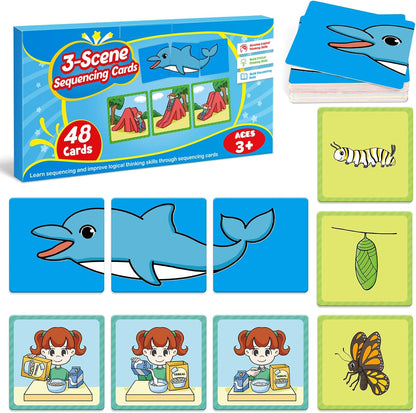 Kasfalci Sequencing Cards, Sequence Game for Kids, Speech Therapy Materials for Autism, Improve Storytelling,Social Skills, Sentence Building, Preschool Learning Activities for Classroom & Homeschool