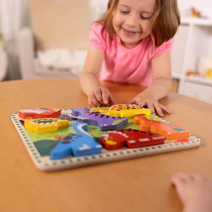 Melissa & Doug Safari Wooden Chunky Puzzle (8 pcs), Educational Screen Free Activity for Toddler, Preschoolers and Kids Ages 2+ - FSC Certified