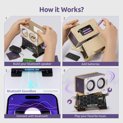 Science Can STEM Science Kit for Kids Age 8-12, DIY Electronics Guitar Building Kit, 3D Wooden Puzzles Musical Instruments, Engineering Kits Birthday Gift for Boys & Girls Ages 8+