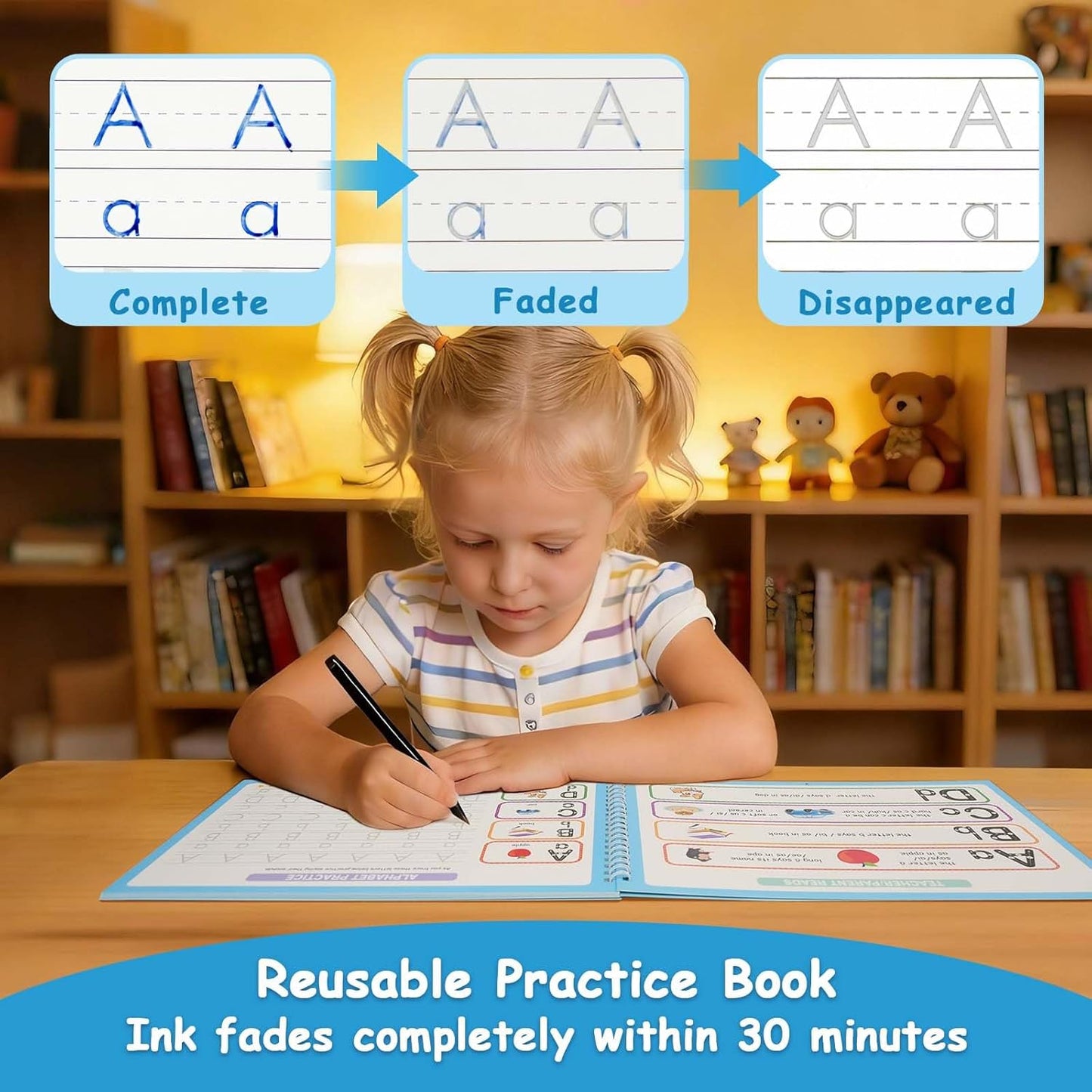 Magic Grooved Writing Practice for Kids Ages 3–8, Reusable Handwriting Workbooks with Deep Tracing Grooves and Preschool Learning Activities, Perfect Educational Gift