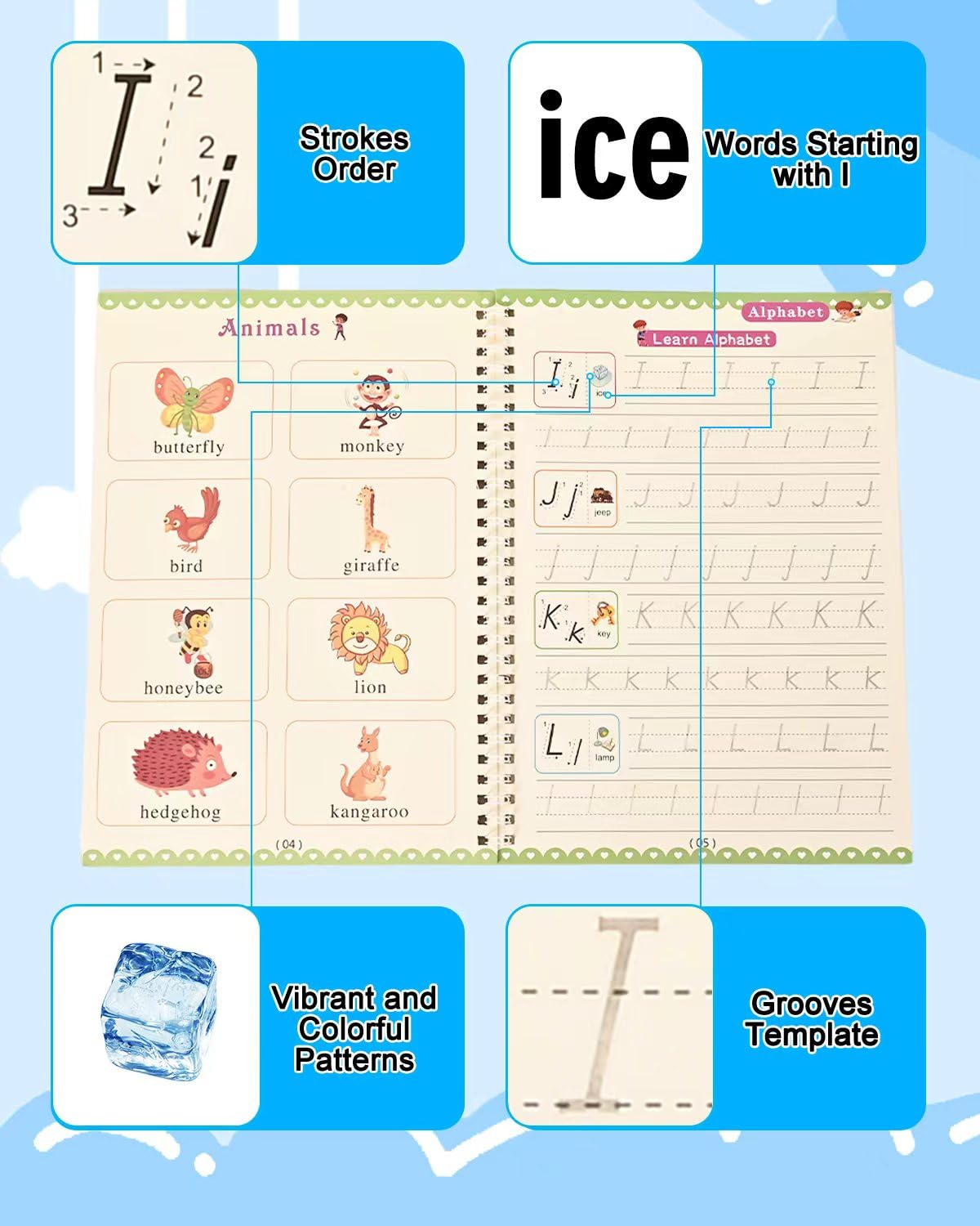 Magic Grooved Writing Practice for Kids - Grooved Writing Books for Kids 3-5 - Handwriting Practice Workbooks for Kids 8-10 - Preschool Tracing Books