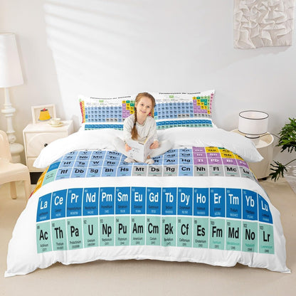 Feelyou Periodic Table of Elements Duvet Cover Educational Bedding Set for Kids Boys Girls Teens Study Comforter Cover Chemistry Bedspread Cover 2Pcs Zipper Twin Size (No Comforter)