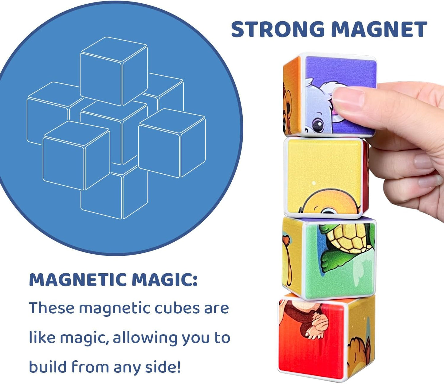 Pairez Toys Random 4 Sets of Magnetic Blocks for Toddlers, 4 Packs Total 16 PCS & 24 Patterns, Magnetic Puzzles for Kids 1-3, Preschool Learning Classroom Must Haves Puzzle Toys