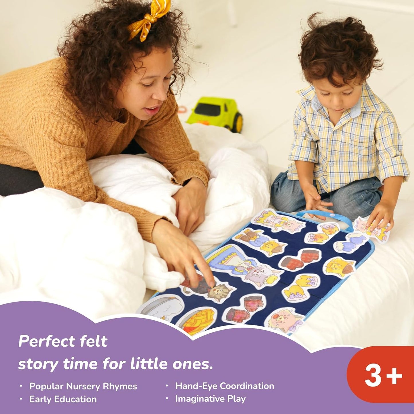 CHEFAN Felt/Flannel Board Story Set of 4, PRECUT Felt Pieces for Preschool Toddlers Circle Time,We are Going On A Bear Hunt, Mary Had A Little Lamb, Little Bo-Peep, Little Boy Blue