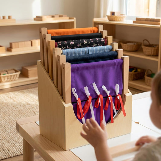 Wooden Dressing Board Stand Ideal for 6 Frames Montessori Toy Organizer Beechwood Clothing Frame Holder Ideal for Toddler Learning Storage