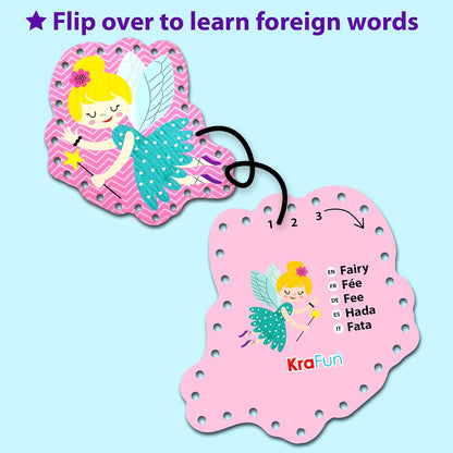 KRAFUN My First Lacing Cards Kit for Toddlers & Kids Age 3+, 10 Safari Animal Arts & Crafts Projects, Fine Motor Skills Toys with Lion Monkey Elephant Tiger Giraffe Hippo Zebra Bear
